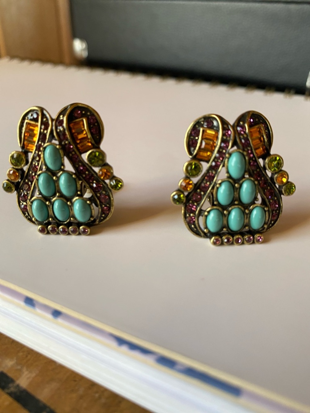 Heidi Daus Turquoise and Purple Multi-Colour Clip Earrings - Picture 16 of 17